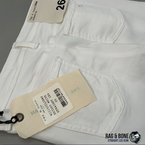 RAG & BONE STRAIGHT-LEG JEANS IN BRIGHT WHITE RAW FRAYED HEM WOMEN’S SIZE 26/2 - Picture 11 of 13